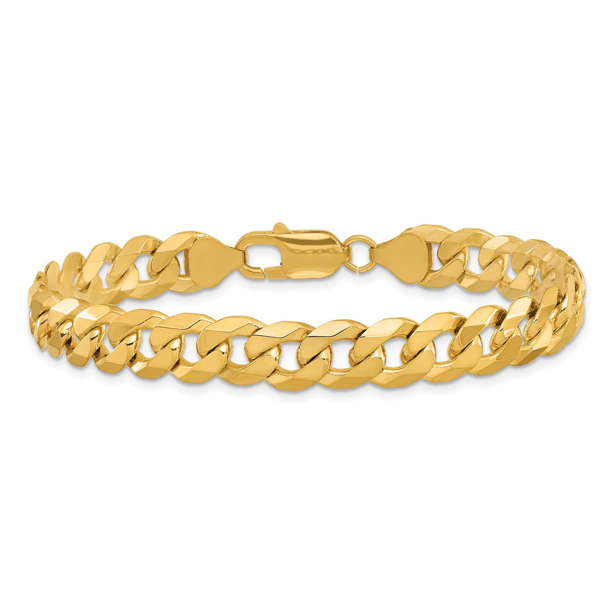10K Yellow Gold 8.25 mm Curb Chain Anklet, Polished