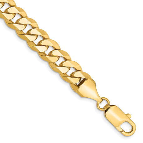 10K Yellow Gold 8.25 mm Curb Chain Anklet, Polished shown for scale
