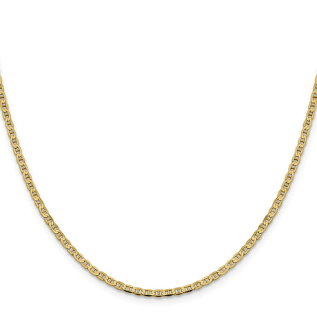 10K Yellow Gold 2.4 mm Polished Chain Necklace, Solid