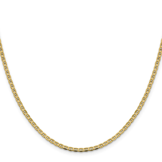 10K Yellow Gold 2.4 mm Polished Chain Necklace, Solid