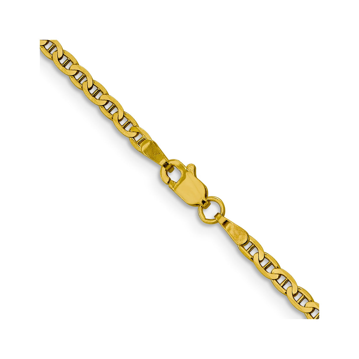 10K Yellow Gold 2.4 mm Polished Chain Necklace, Solid alternate angle