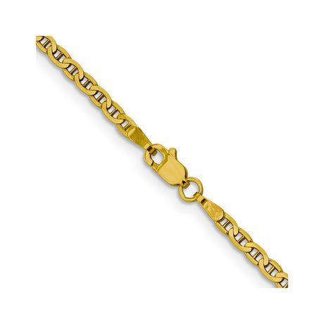 10K Yellow Gold 2.4 mm Polished Chain Necklace, Solid alternate angle