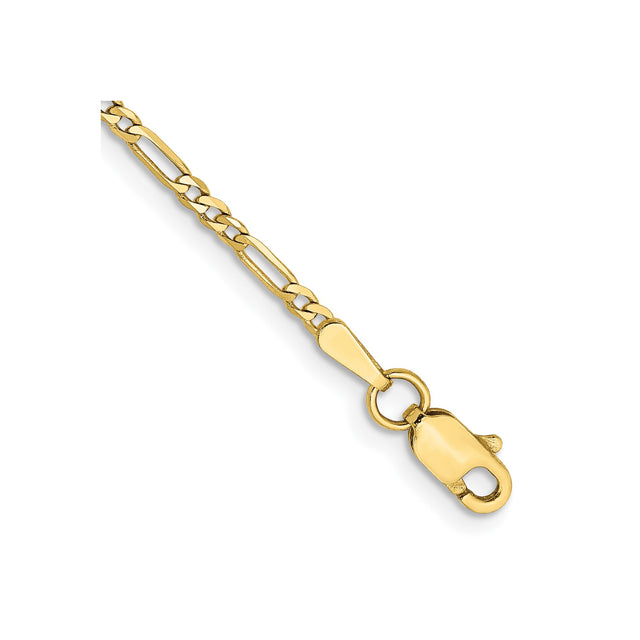10K Yellow Gold 1.75 mm Figaro Chain Anklet, Polished