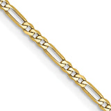 10K Yellow Gold 1.75 mm Figaro Chain Necklace, Polished detail view
