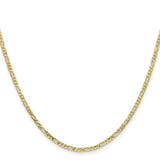 10K Yellow Gold 2.2 mm Figaro Chain Necklace, Polished