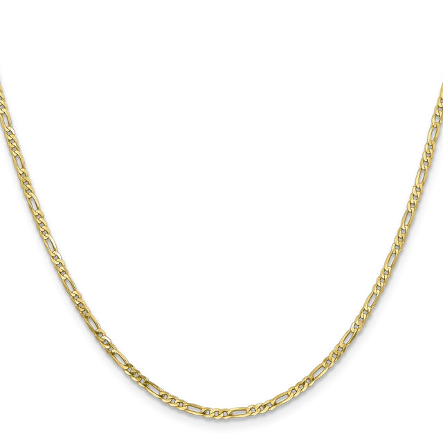10K Yellow Gold 2.2 mm Figaro Chain Necklace, Polished