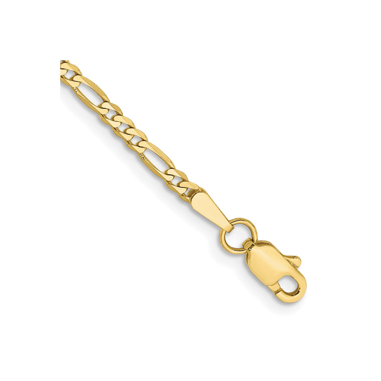 10K Yellow Gold 2.2 mm Figaro Chain Bracelet, Polished