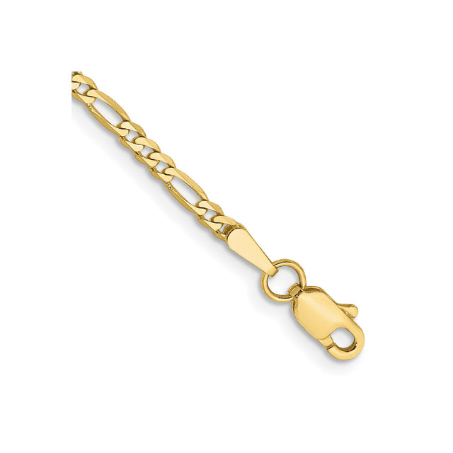 10K Yellow Gold 2.2 mm Figaro Chain Bracelet, Polished