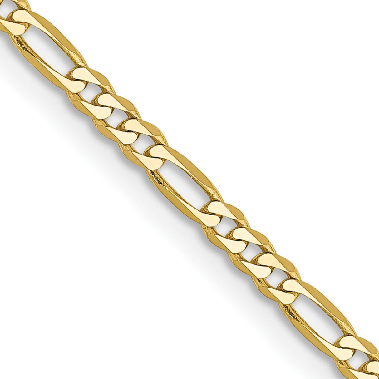 10K Yellow Gold 2.2 mm Figaro Chain Necklace, Polished detail view
