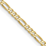 10K Yellow Gold 2.2 mm Figaro Chain Necklace, Polished detail view