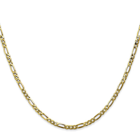 10K Yellow Gold 2.75 mm Figaro Chain Necklace, Polished
