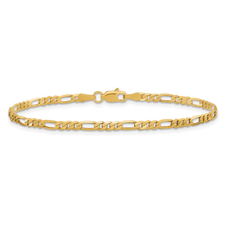 10K Yellow Gold 2.75 mm Figaro Chain Anklet, Polished