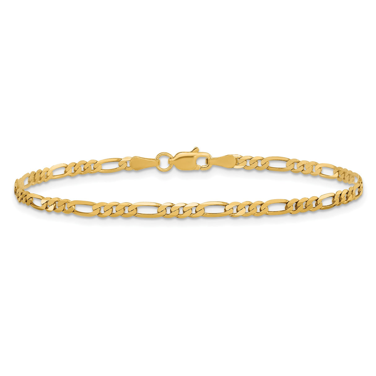 10K Yellow Gold 2.75 mm Figaro Chain Bracelet, Polished