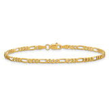 10K Yellow Gold 2.75 mm Figaro Chain Bracelet, Polished