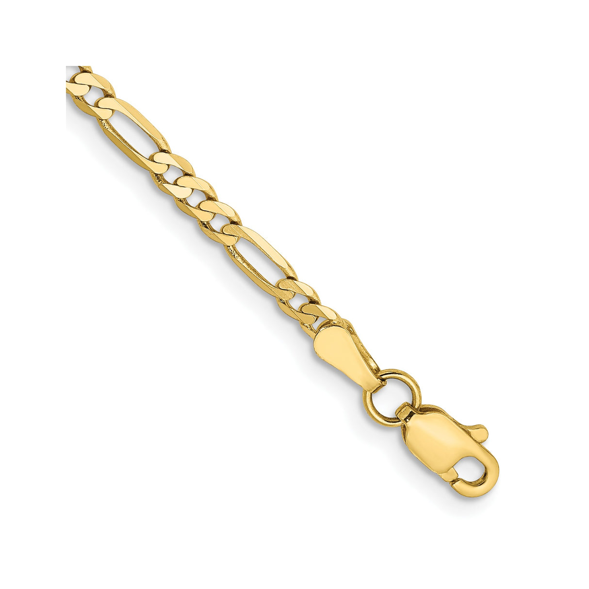 10K Yellow Gold 2.75 mm Figaro Chain Bracelet, Polished alternate angle