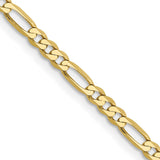 10K Yellow Gold 2.75 mm Figaro Chain Necklace, Polished detail view