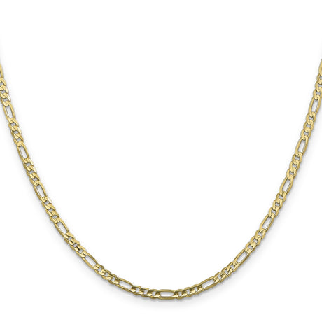 10K Yellow Gold 3 mm Figaro Chain Necklace, Polished