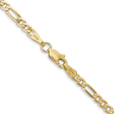 10K Yellow Gold 3 mm Figaro Chain Necklace, Polished alternate angle