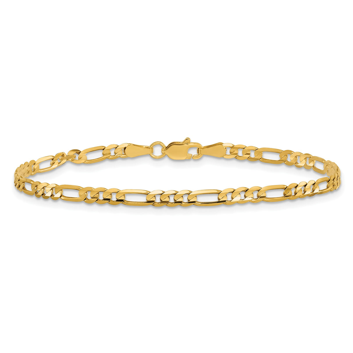10K Yellow Gold 3 mm Figaro Chain Anklet, Polished