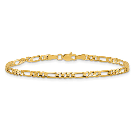 10K Yellow Gold 3 mm Figaro Chain Bracelet, Polished