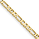 10K Yellow Gold 3 mm Figaro Chain Necklace, Polished detail view