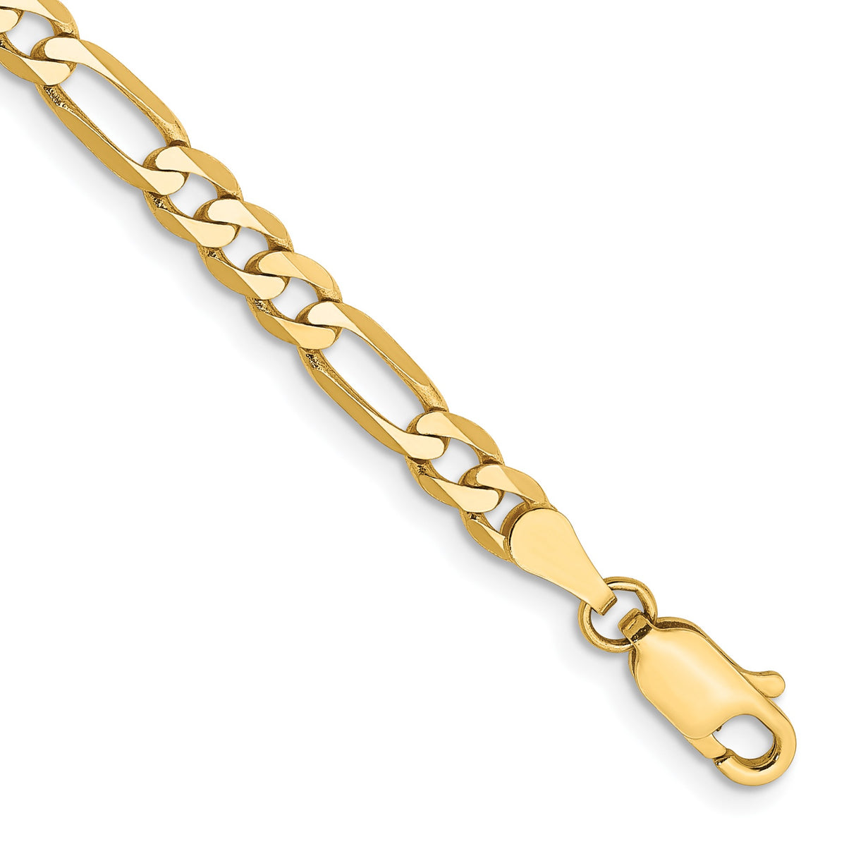 10K Yellow Gold 4 mm Figaro Chain Bracelet, Polished
