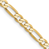 10K Yellow Gold 4 mm Figaro Chain Necklace, Polished detail view