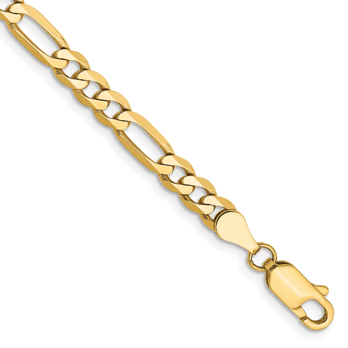 10K Yellow Gold 4.75 mm Figaro Chain Anklet, Polished shown for scale