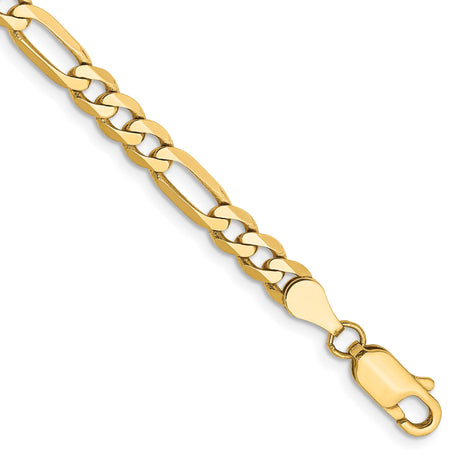 10K Yellow Gold 4.75 mm Figaro Chain Bracelet, Polished shown for scale