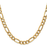 10K Yellow Gold 7 mm Figaro Chain Bracelet, Polished