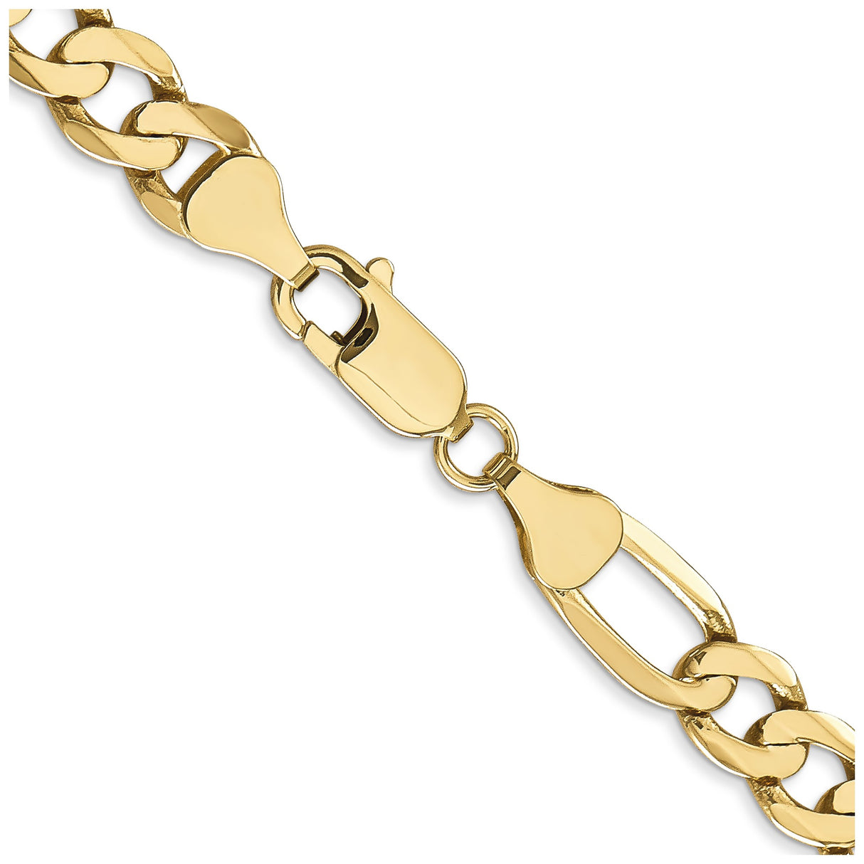 10K Yellow Gold 7 mm Figaro Chain Anklet, Polished alternate angle