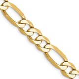 10K Yellow Gold 7 mm Figaro Chain Bracelet, Polished detail view