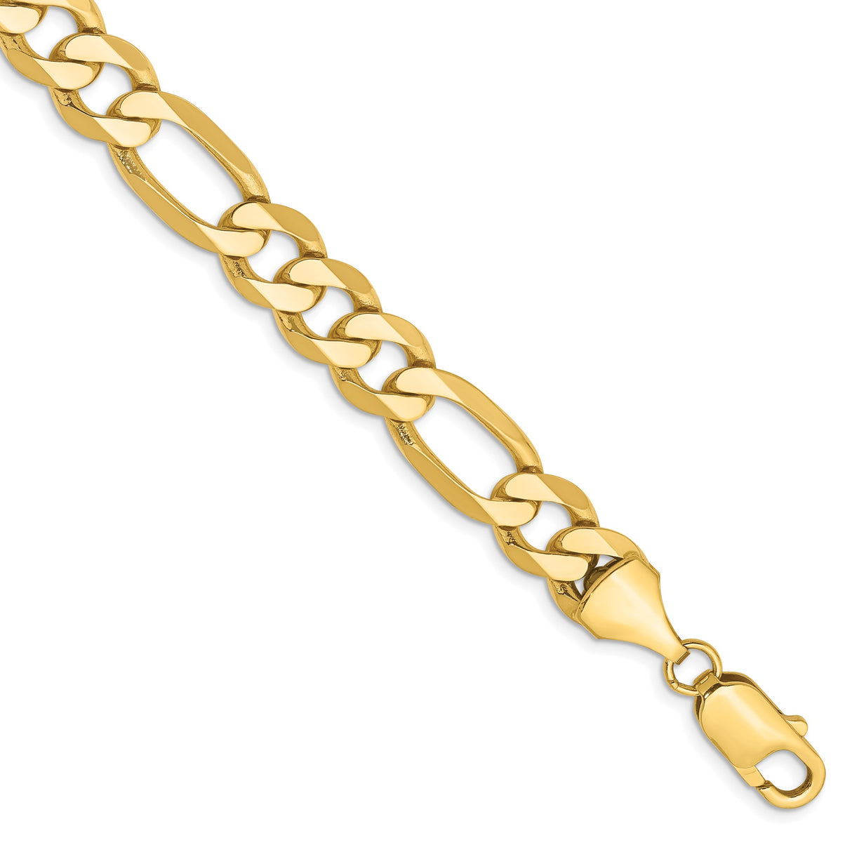 10K Yellow Gold 8.75 mm Figaro Chain Anklet, Polished shown for scale