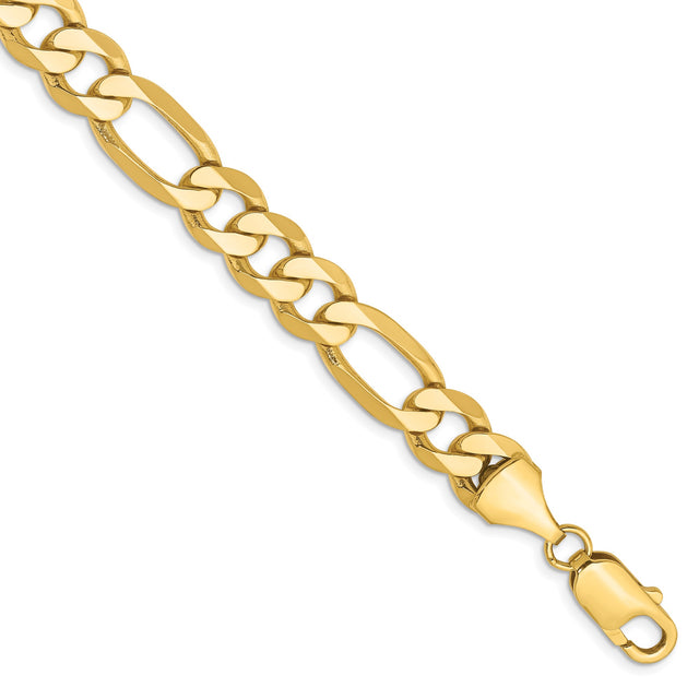 10K Yellow Gold 8.75 mm Figaro Chain Anklet, Polished shown for scale