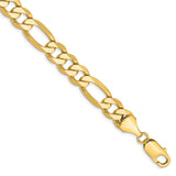 10K Yellow Gold 8.75 mm Figaro Chain Bracelet, Polished shown for scale