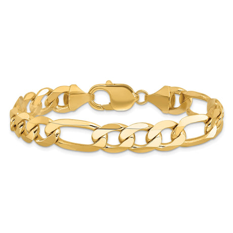 10K Yellow Gold 10 mm Figaro Chain Bracelet, Polished
