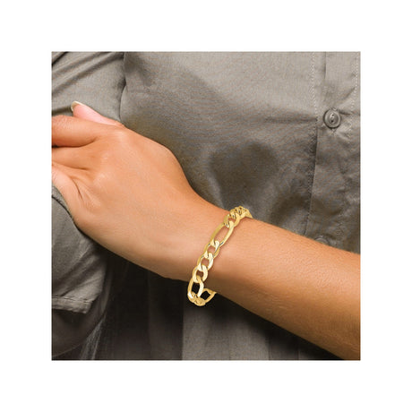 10K Yellow Gold 10 mm Figaro Chain Anklet, Polished alternate angle