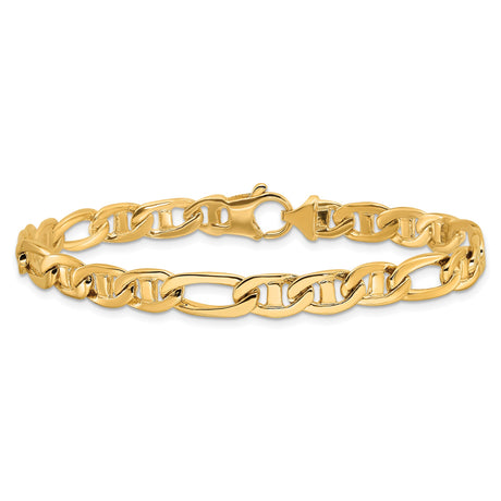 10K Yellow Gold 6.5 mm Polished Chain Bracelet, Solid alternate angle