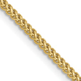 10K Yellow Gold 1.3 mm Franco Chain Necklace, Polished detail view