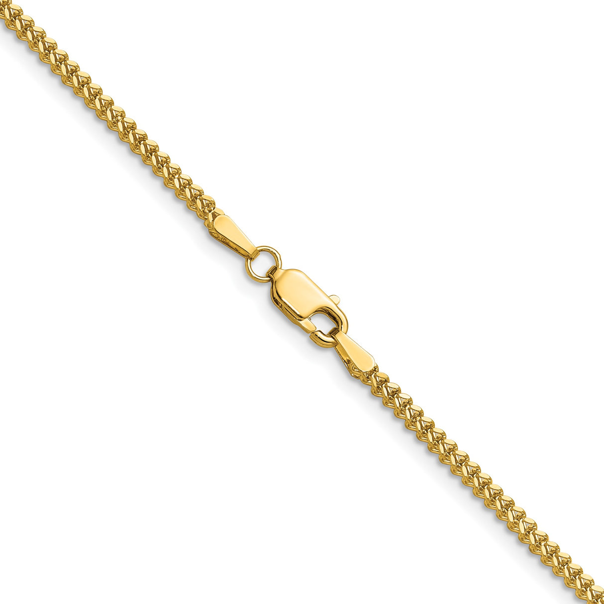 10K Yellow Gold 1.5 mm Franco Chain Necklace, Polished alternate angle