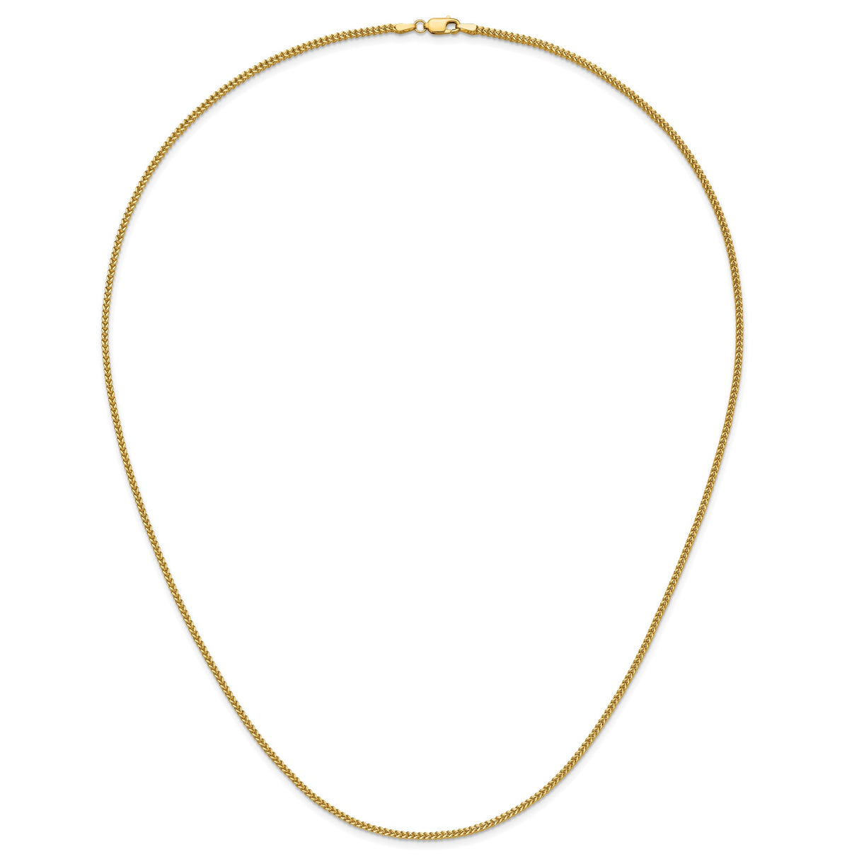 10K Yellow Gold 1.5 mm Franco Chain Necklace, Polished detail view