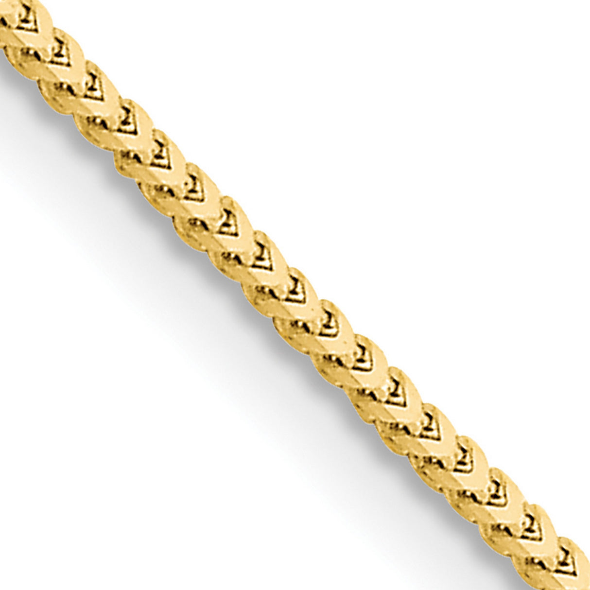 10K Yellow Gold 1.5 mm Franco Chain Necklace, Polished detail view
