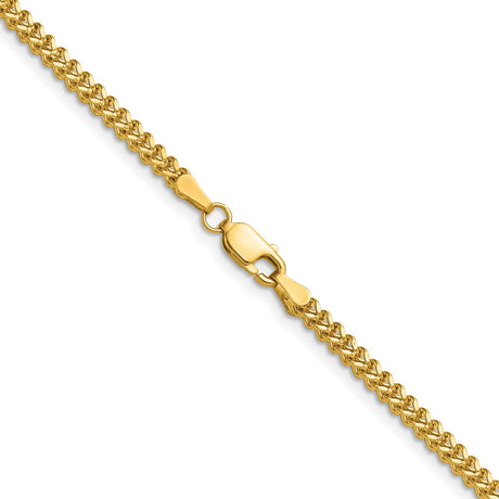 10K Yellow Gold 2 mm Franco Chain Necklace, Polished alternate angle