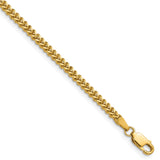 10K Yellow Gold 2 mm Franco Chain Necklace, Polished detail view
