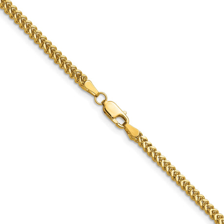 10K Yellow Gold 2.3 mm Franco Chain Necklace, Polished alternate angle