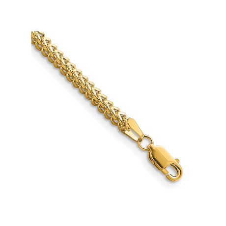 10K Yellow Gold 2.3 mm Franco Chain Bracelet, Polished alternate angle