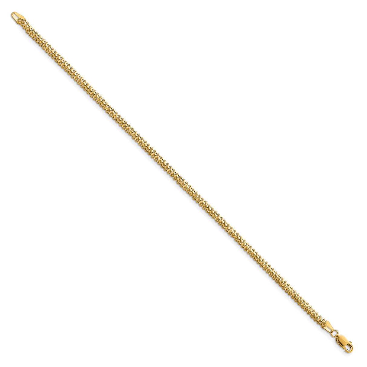 10K Yellow Gold 2.3 mm Franco Chain Bracelet, Polished detail view
