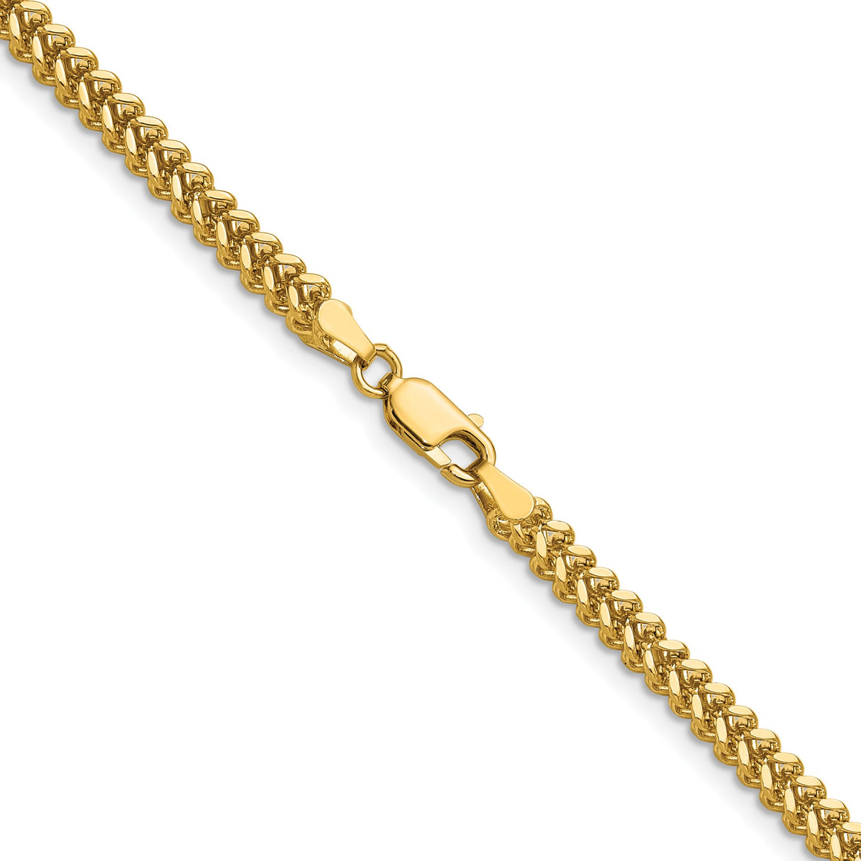10K Yellow Gold 2.5 mm Franco Chain Necklace, Polished alternate angle