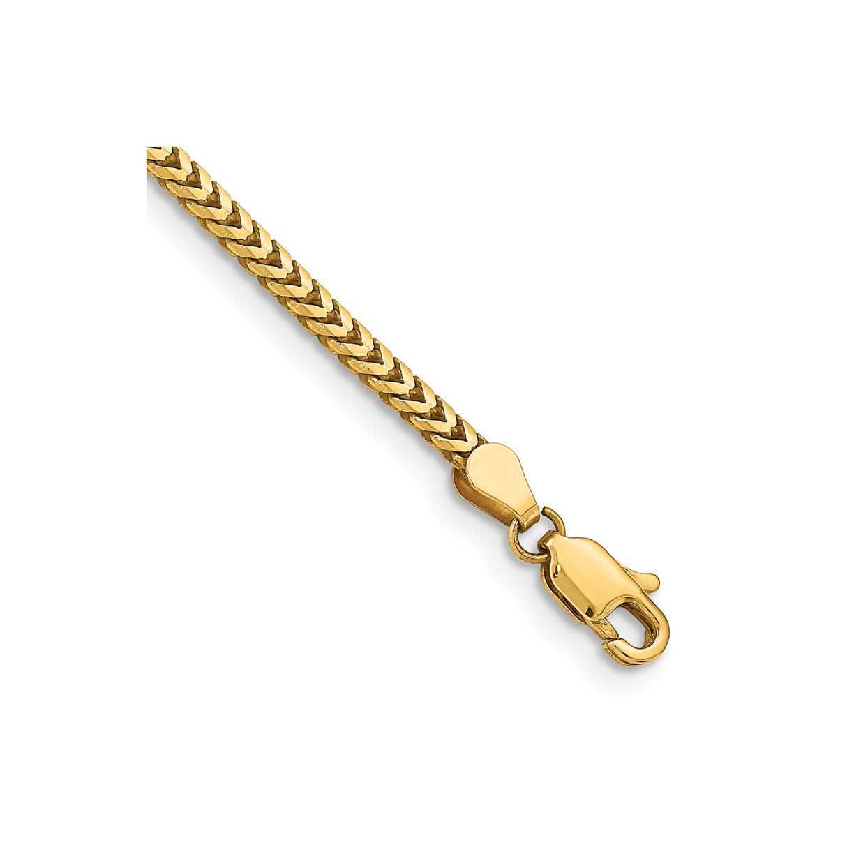 10K Yellow Gold 2.5 mm Franco Chain Bracelet, Polished alternate angle