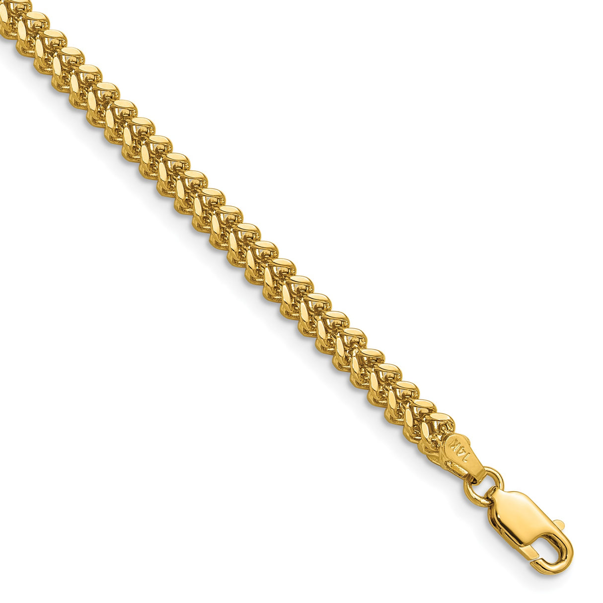 10K Yellow Gold 2.5 mm Franco Chain Necklace, Polished detail view